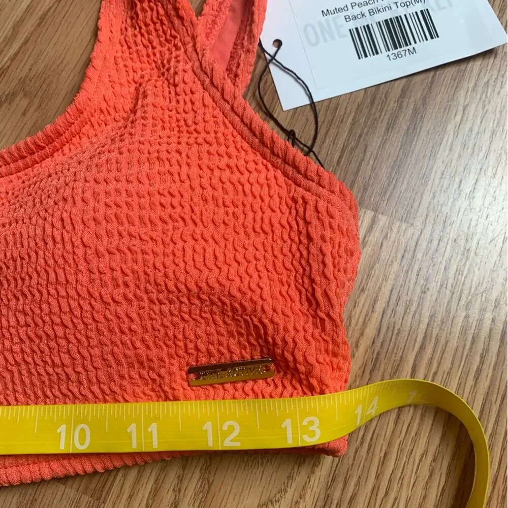 ZYIA size medium new muted peach ribbed Bikini Set orange two piece vaca travel